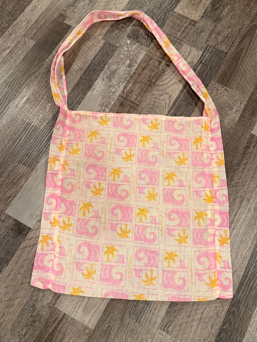 Free People Pink & Yellow Palm Print Tote Bag -